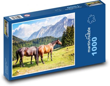 Konie - natura - Puzzle 1000 elementów, rozmiar 60x46 cm