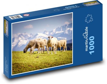 Łąka - stado owiec - Puzzle 1000 elementów, rozmiar 60x46 cm