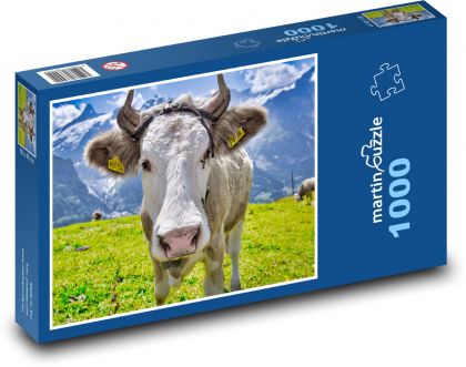 Alpy - krava - Puzzle 1000 dielikov, rozmer 60x46 cm