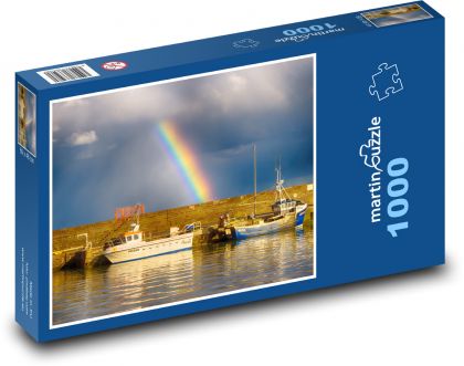 Dúha - loď, prístav - Puzzle 1000 dielikov, rozmer 60x46 cm