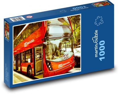Červený autobus - Mexiko - puzzle 1000 dílků