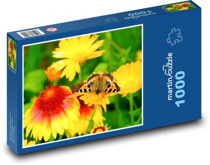 Motýľ - kvety - Puzzle 1000 dielikov, rozmer 60x46 cm