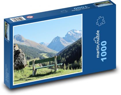 Widok na góry - ławka - Puzzle 1000 elementów, rozmiar 60x46 cm