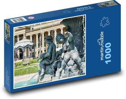 Stuttgart - fontanna - Puzzle 1000 elementów, rozmiar 60x46 cm