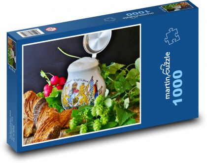 Pivo ve džbánku - chmel - puzzle 1000 dílků