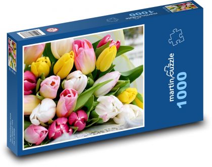 Colorful tulips - Puzzle 1000 pieces, size 60x46 cm 