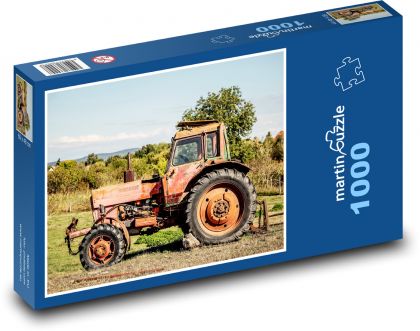 Starý červený traktor - Puzzle 1000 dielikov, rozmer 60x46 cm