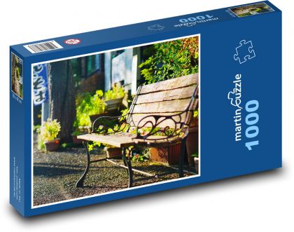 Ławka w słonecznym miejscu - Puzzle 1000 elementów, rozmiar 60x46 cm
