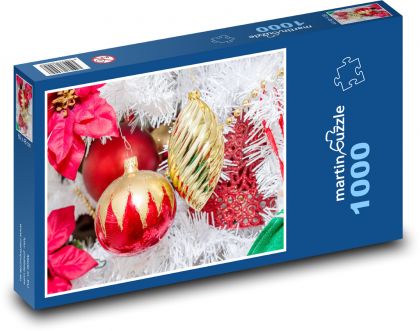 Kolorowe ozdoby choinkowe - Puzzle 1000 elementów, rozmiar 60x46 cm