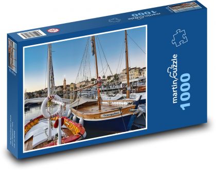 Lodě s vánočním osvětlením - puzzle 1000 dílků