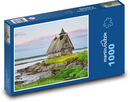 Dřevěný dům u jezera - puzzle 1000 dílků