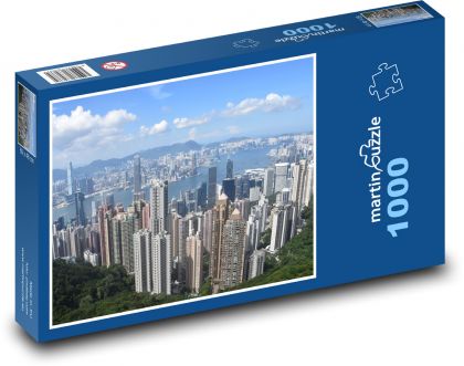 Hongkonský prístav a mrakodrapy - Puzzle 1000 dielikov, rozmer 60x46 cm