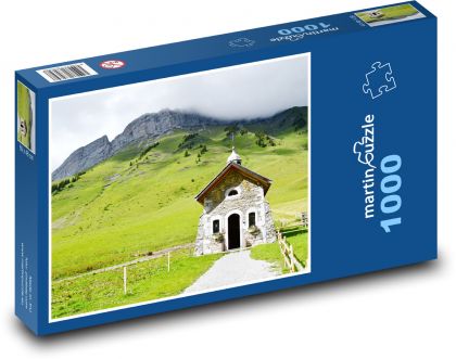 Horská kaple pod mraky - puzzle 1000 dílků