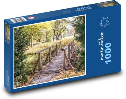 Most v jesennom parku - Puzzle 1000 dielikov, rozmer 60x46 cm