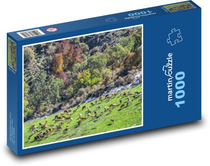 Pastva krav v horské krajině - puzzle 1000 dílků