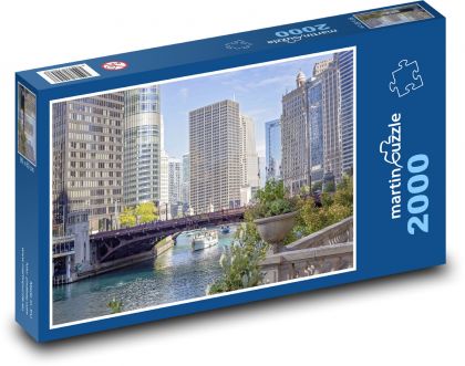 Fluss - Chicago, Häuser - Puzzle - 2000 Teile