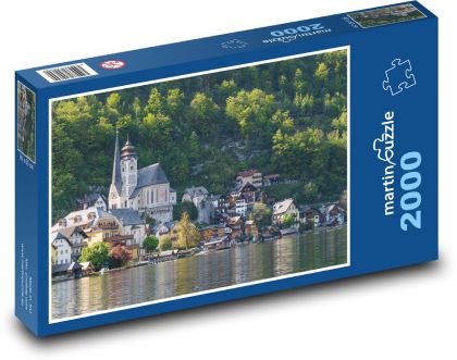 Domy u jezera - puzzle 2000 dílků