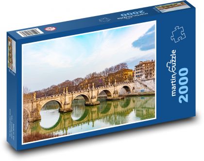 Ancient bridge - river, houses - Puzzle 2000 pieces, size 90x60 cm 