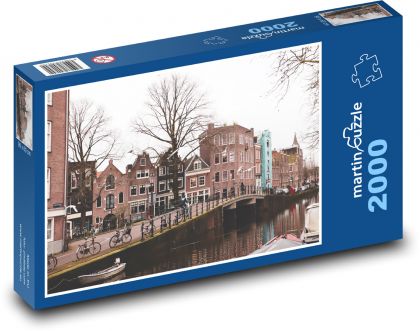 Most - Amsterdam, kanál - puzzle 2000 dílků