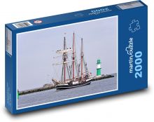 Loď - maják, moře Puzzle 2000 dílků - 90 x 60 cm