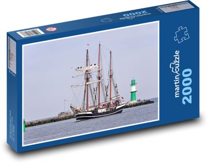 Statek - latarnia morska, morze - Puzzle 2000 elementów, rozmiar 90x60 cm