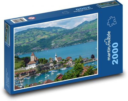 Švýcarsko - příroda, město - puzzle 2000 dílků