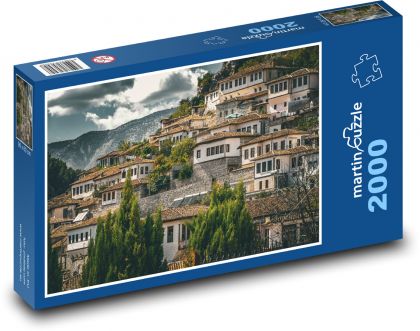 Architektur - Häuser im Hügel, Stadt - Puzzle - 2000 Teile