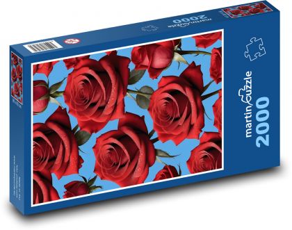 Červené ruže - Puzzle 2000 dielikov, rozmer 90x60 cm 