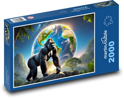 Gorilla near the planet earth - Puzzle 2000 pieces, size 90x60 cm 
