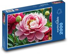 Růžová pivoňka - květina léta Puzzle 2000 dílků - 90 x 60 cm