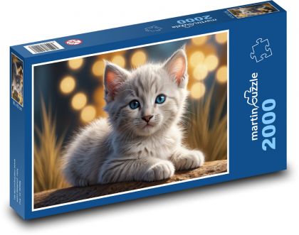 Kitten with Christmas lights - Puzzle 2000 pieces, size 90x60 cm 