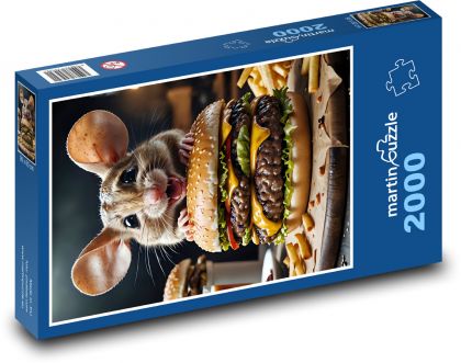 Malá myš žerie hamburger - Puzzle 2000 dielikov, rozmer 90x60 cm 