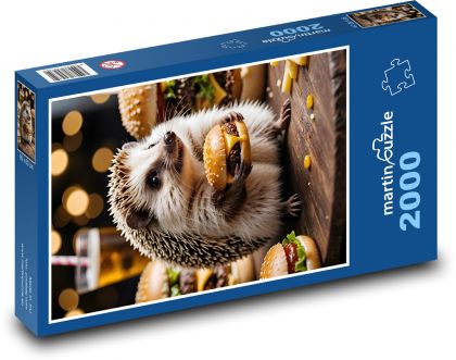 Hamburger z przekąskami jeża - Puzzle 2000 elementów, rozmiar 90x60 cm