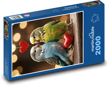 Milujúci andulky so srdiečkami - Puzzle 2000 dielikov, rozmer 90x60 cm 