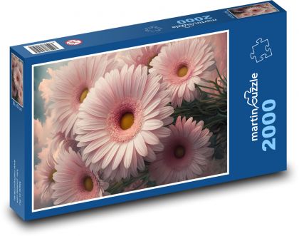 Ružové gerbery - kvety - Puzzle 2000 dielikov, rozmer 90x60 cm 