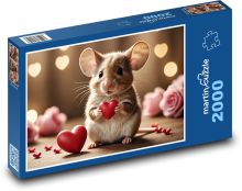 Myš zamilovaná do srdca Puzzle 2000 dielikov - 90 x 60 cm