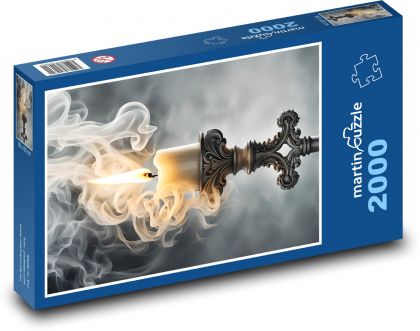 Smoky candle holder with candle - Puzzle 2000 pieces, size 90x60 cm 