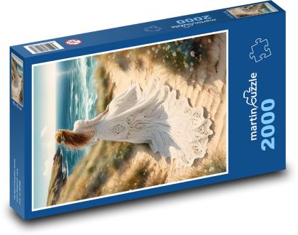 Woman on the beach by the sea - Puzzle 2000 pieces, size 90x60 cm 