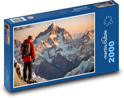 Horolezec v zasněžených horách - puzzle 2000 dílků