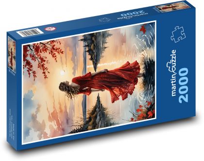 Žena u jezera - puzzle 2000 dílků