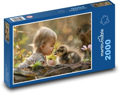 Baby with cute bird - Puzzle 2000 pieces, size 90x60 cm 