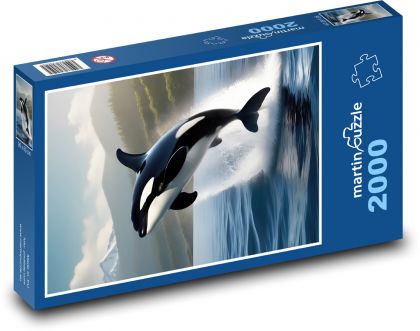 A whale jumping out of the sea - Puzzle 2000 pieces, size 90x60 cm 
