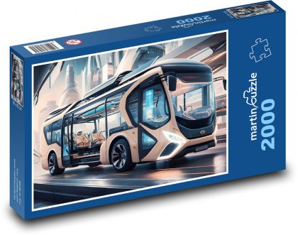 Nowoczesny autobus - Puzzle 2000 elementów, rozmiar 90x60 cm