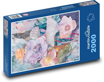 Kwiaty malowane w ogrodzie - Puzzle 2000 elementów, rozmiar 90x60 cm