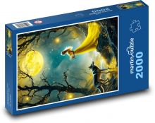 Žena s vlkom v lese Puzzle 2000 dielikov - 90 x 60 cm
