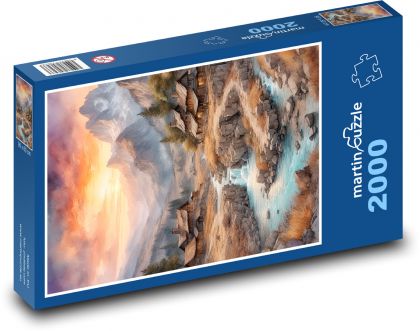 Řeka protékající krajinou - Puzzle 2000 dílků, rozměr 90x60 cm