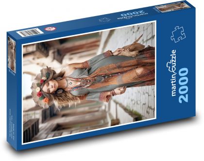 Woman in a hat on the street - Puzzle 2000 pieces, size 90x60 cm 