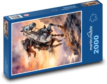 Ein Mann auf einem galoppierenden Pferd - Puzzle - 2000 Teile