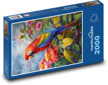 Papoušek ara - Puzzle 2000 dílků, rozměr 90x60 cm