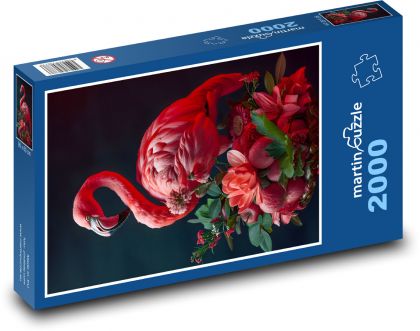Flamingo mit Blumen - Puzzle - 2000 Teile